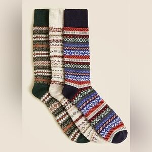 J. Crew Fair Isle Lambs Wool Blend Cozy Boot Socks